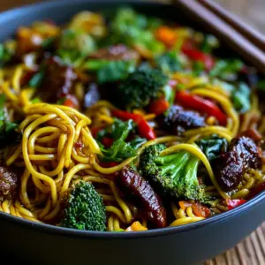 Knuspriges Rindfleisch mit Brokkoli-Nudeln: Das schnelle Rezept für ein gesundes Abendessen!