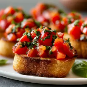Sonnige Tomaten-Bruschetta mit Basilikumzauber – Das einfache Rezept für den perfekten Sommergenuss!