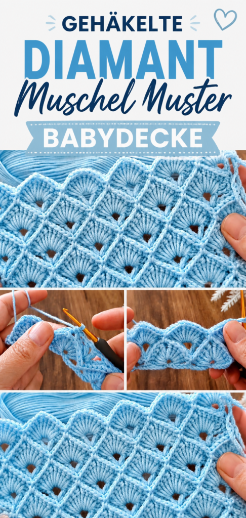 Häkeldecke mit Diamantenschalenmuster für Babys