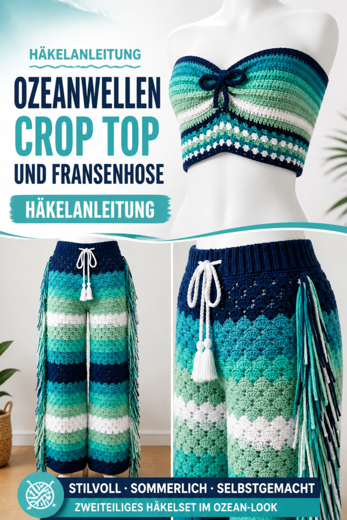 Häkel-Top mit Wellenmuster und Fransenhose - Anleitung